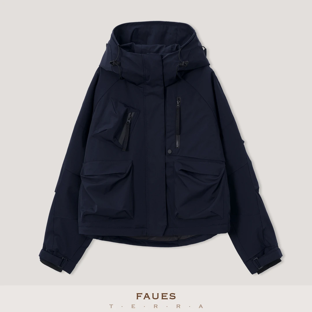FAUES 雾都晨昏 90白鹅绒多袋防风防水四面弹面料鹅绒连帽羽绒服