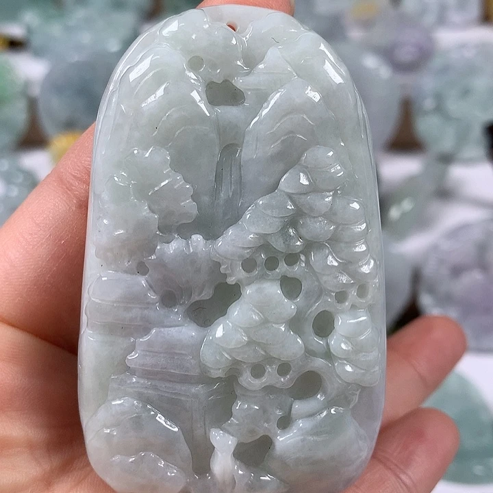 颈饰未镶嵌翡翠山水福利卡厚10+