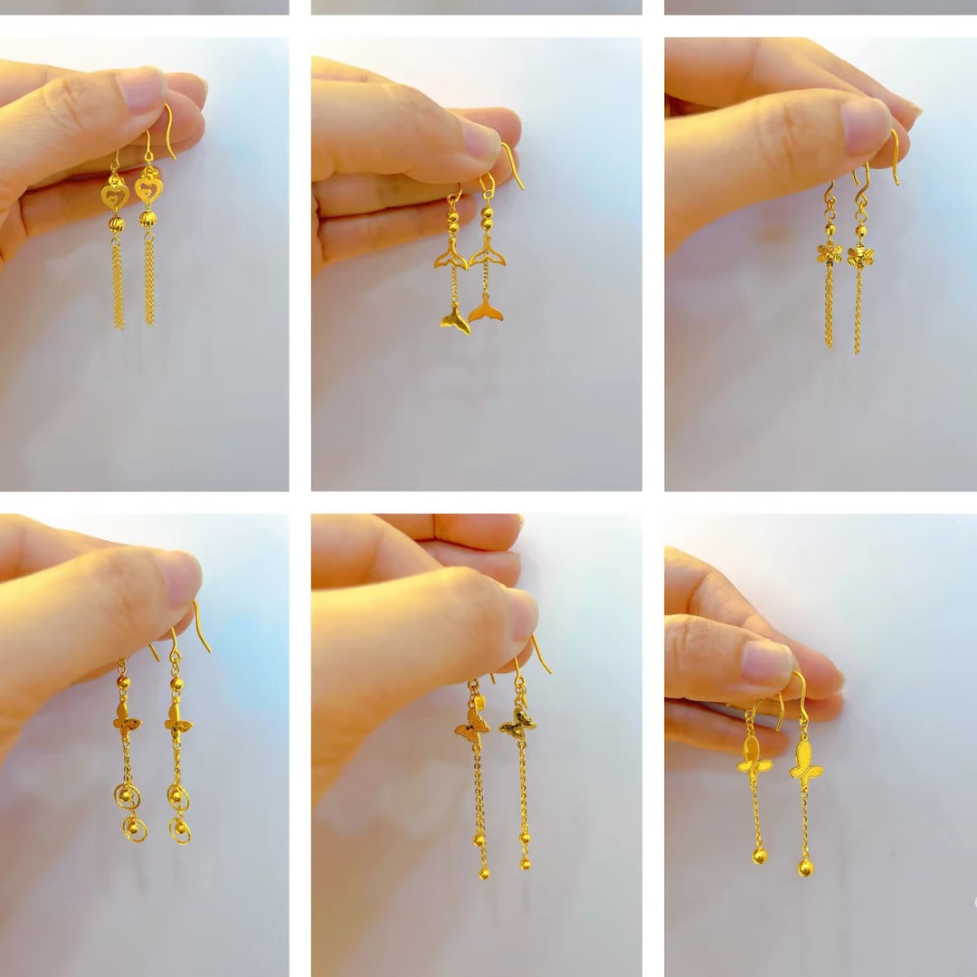 Chow Tai Seng/周大生足金耳挂足金耳坠小克重精致耳坠精美礼物