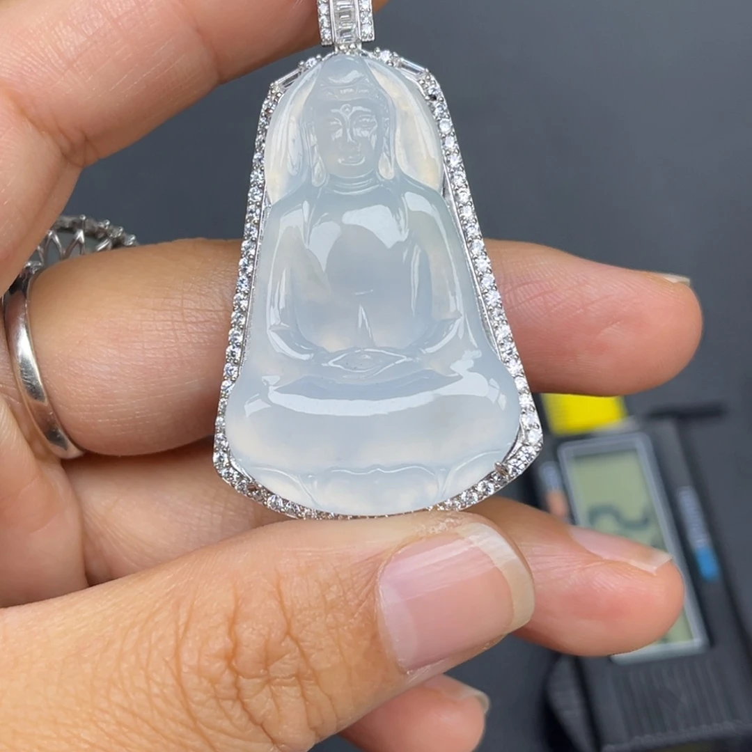 翡翠银S925镶嵌吊坠(不含链)