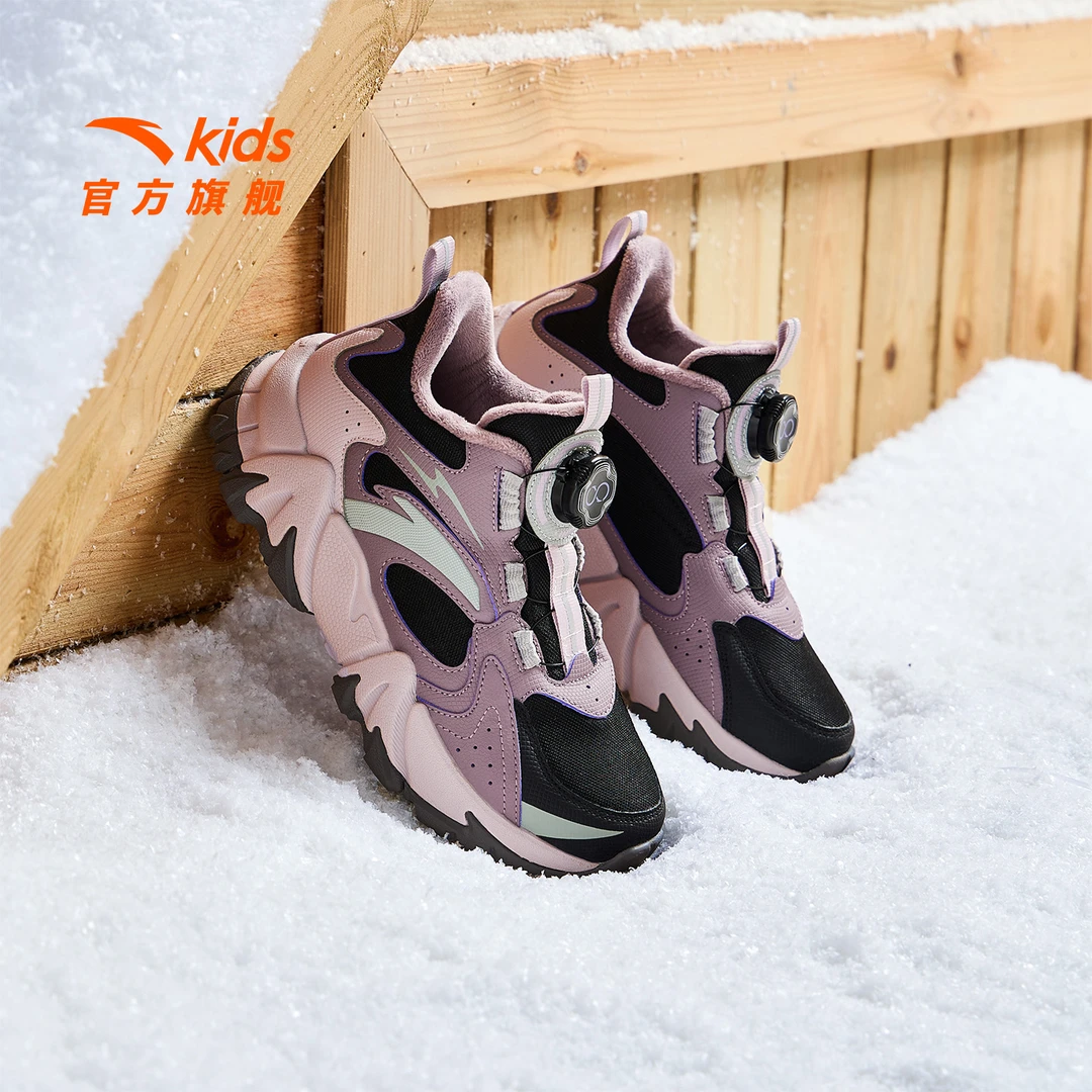 安踏儿童女大童棉鞋2025冬款上新保暖防滑青少年运动二棉高帮童鞋