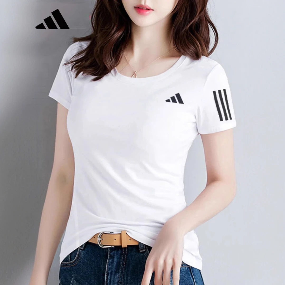 adidas/阿迪达斯运动短袖女夏季圆领半袖跑步健身速干透气白色t恤