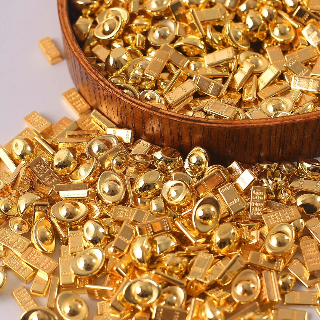 【玩匣工坊】仿真砂金小元宝摆件聚宝盆装饰品