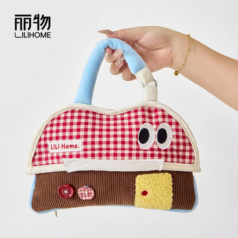 新款创意车载纸巾袋便携抽纸袋家用收纳壁挂式布艺多巴胺纸巾盒套