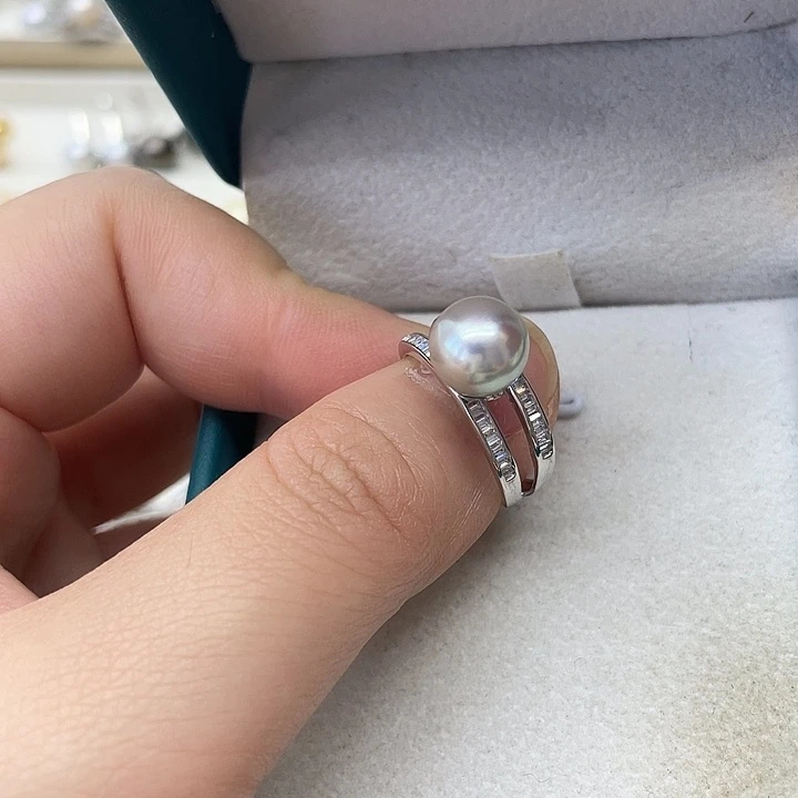 海水珍珠戒指银S925镶嵌