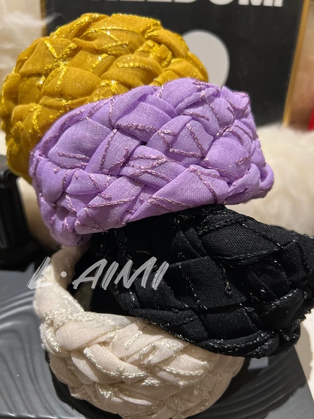 【L•AiMi】【拾梦】亮丝编织宽版遮白发发箍头饰洗脸发带