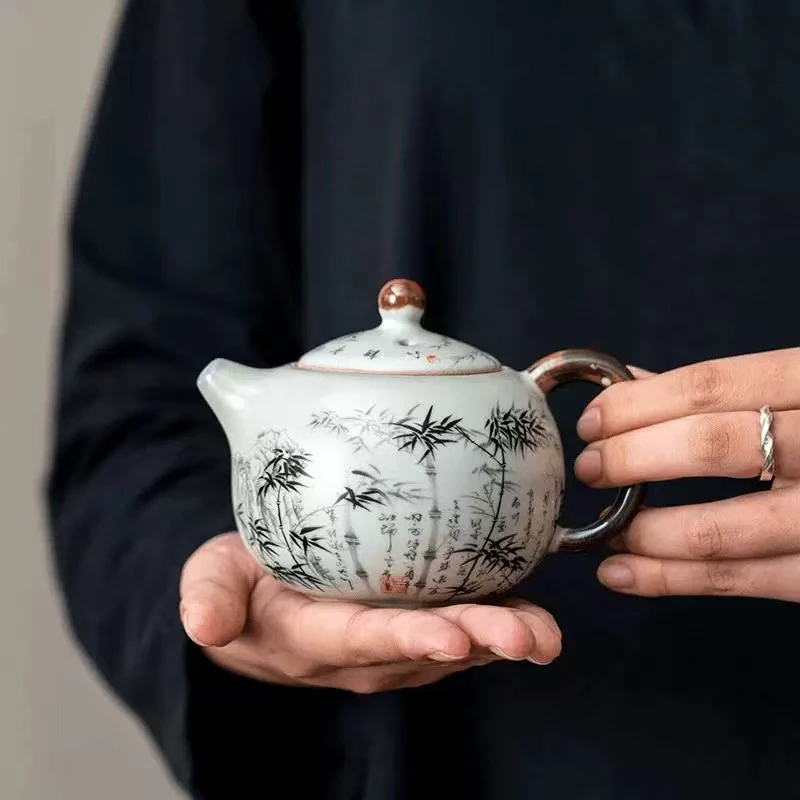 ZH1955-汝窑墨竹茶壶