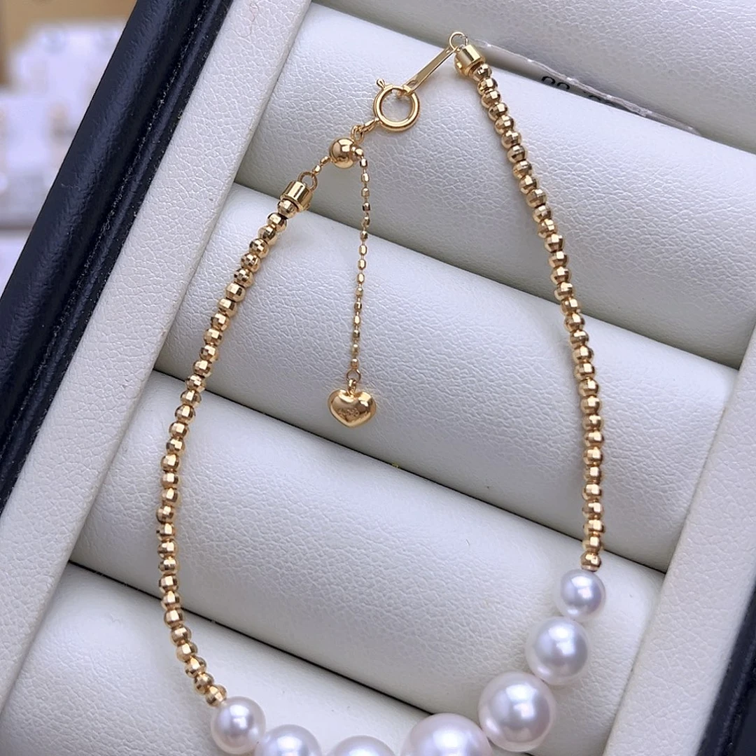 18K金镶嵌海水珍珠手链