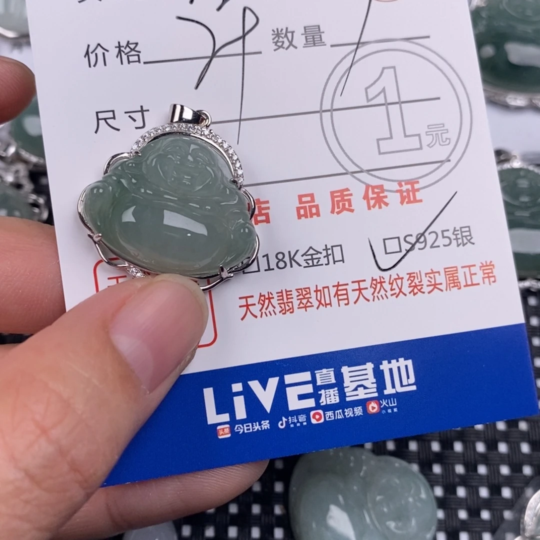 往***。翡翠银S925镶嵌颈饰