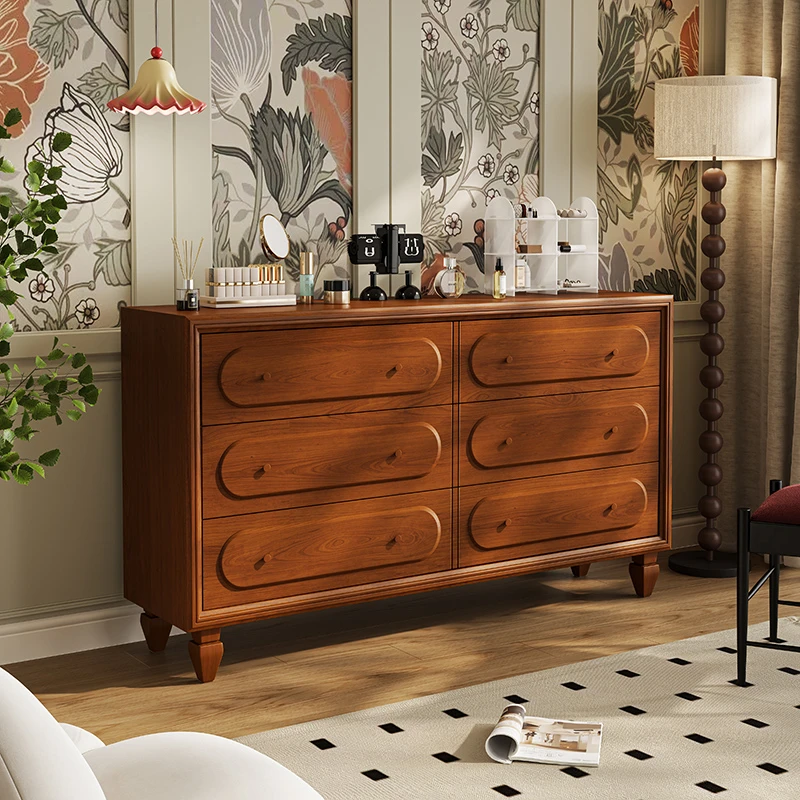 中古床头柜卧室床头柜收纳法式六斗柜复古卧室客厅柜多抽屉柜边柜