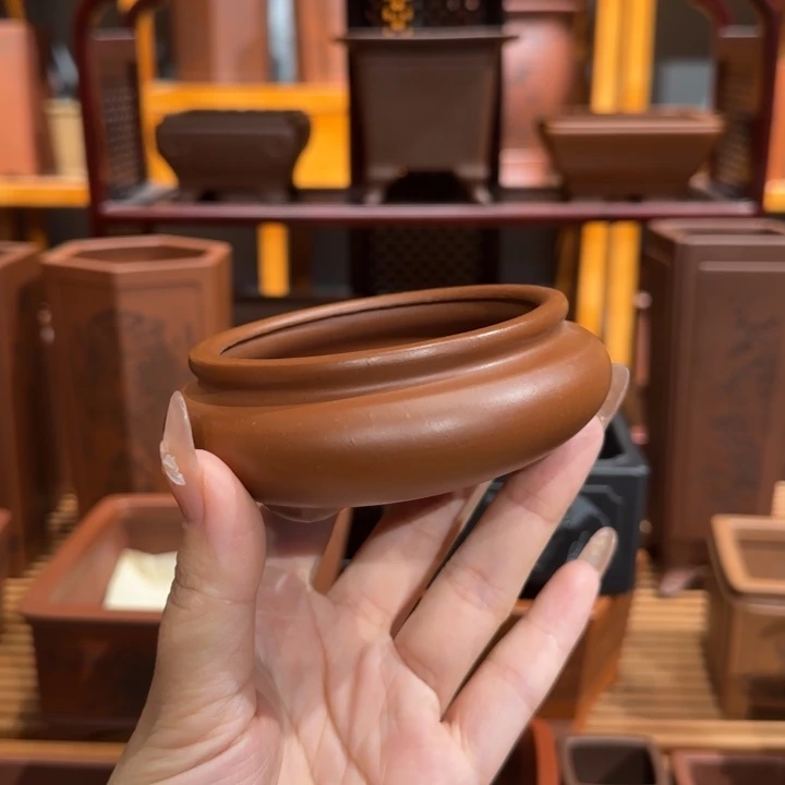 紫砂花盆口径7.5深度3