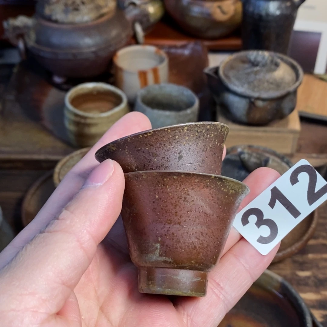 丫***头备前烧柴烧茶具一对