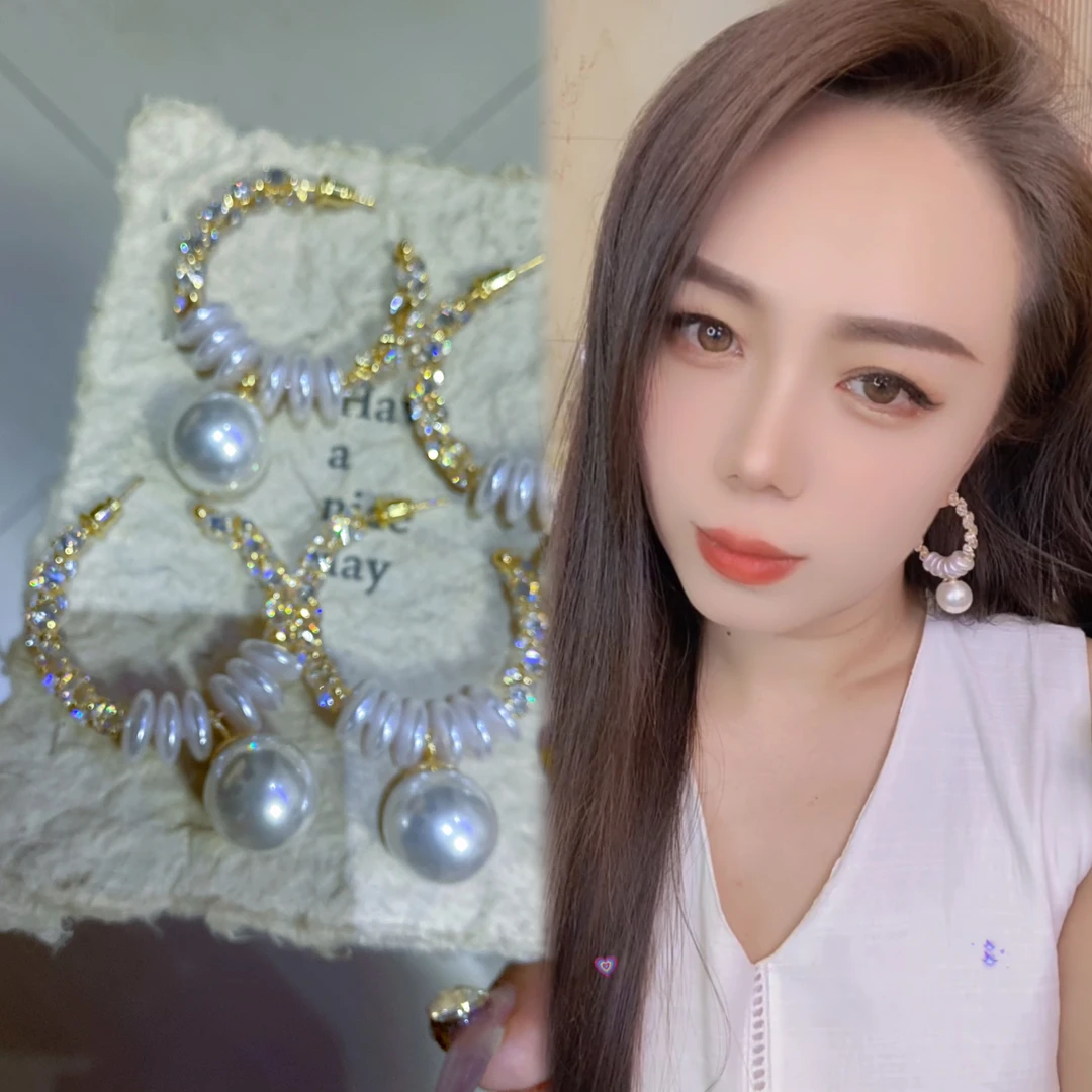 铜合金锆石耳饰 601时尚大圈满钻耳环