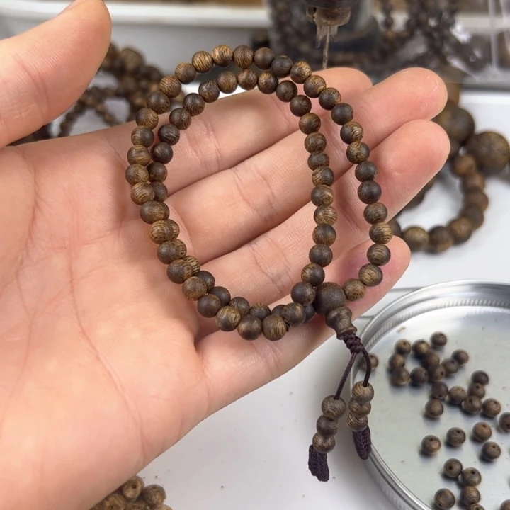 沉香手串X****9圆珠双圈5mm