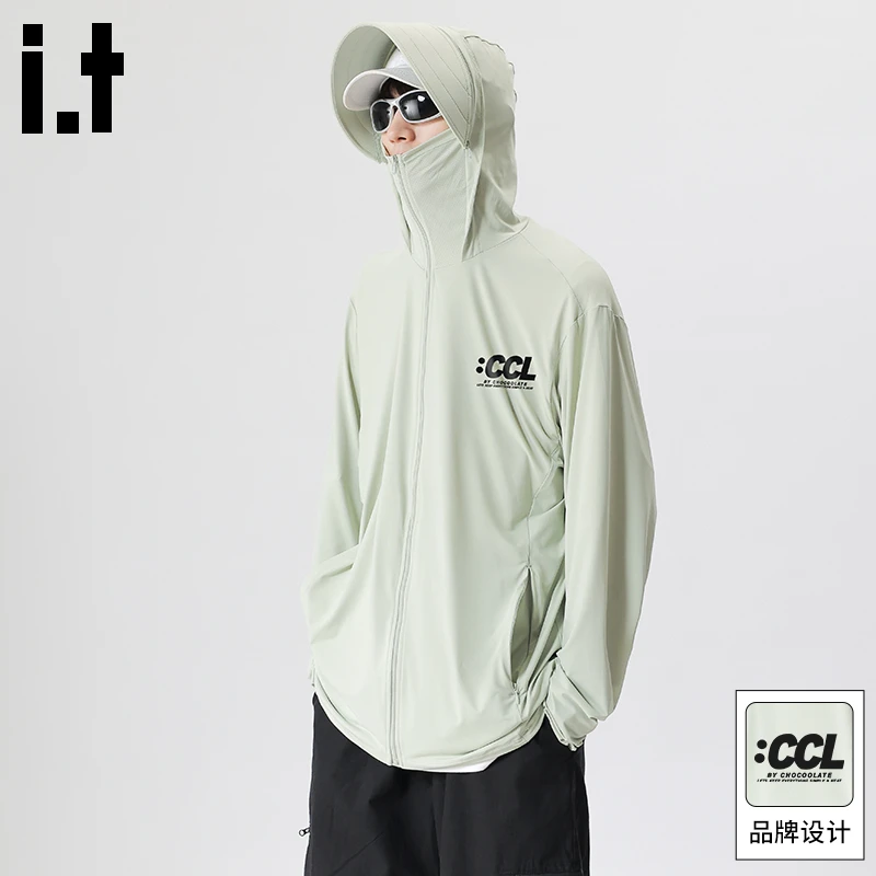 it: CHOCOOLATE冰丝凉感防晒衣男士夏季户外速干防紫外线连帽外套