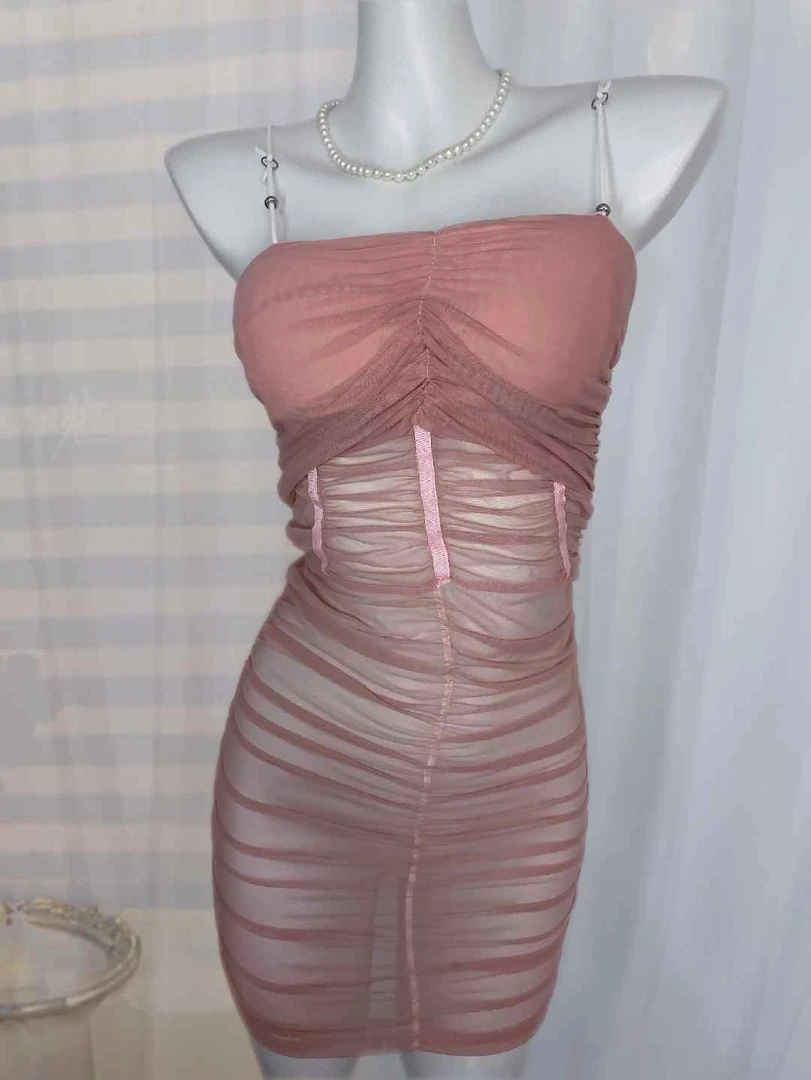 纯御【80-140】显瘦在逃公主裙吊带微透粉嫩包臀裙纯欲风聚拢睡衣