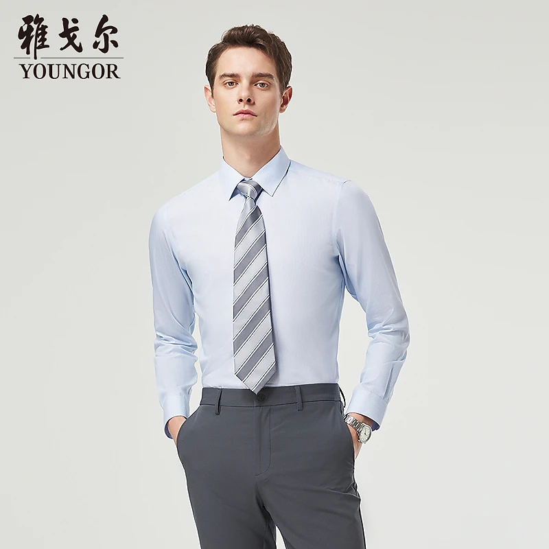 【桑蚕丝消臭】雅戈尔秋季男士条纹商务休闲易打理长袖衬衫114818