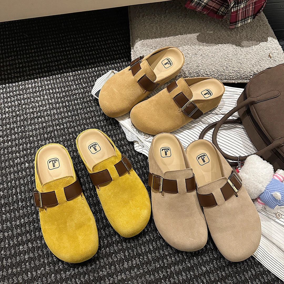 TS勃肯鞋2025春季新款平底懒人一脚蹬半拖单鞋