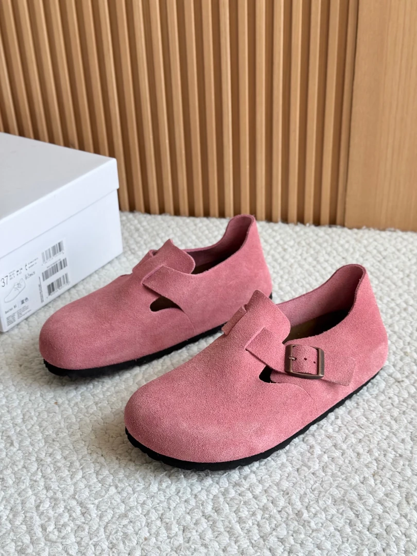 勃肯鞋圆头女鞋春季单鞋平跟深口磨砂皮包头四季通用时尚百搭舒适