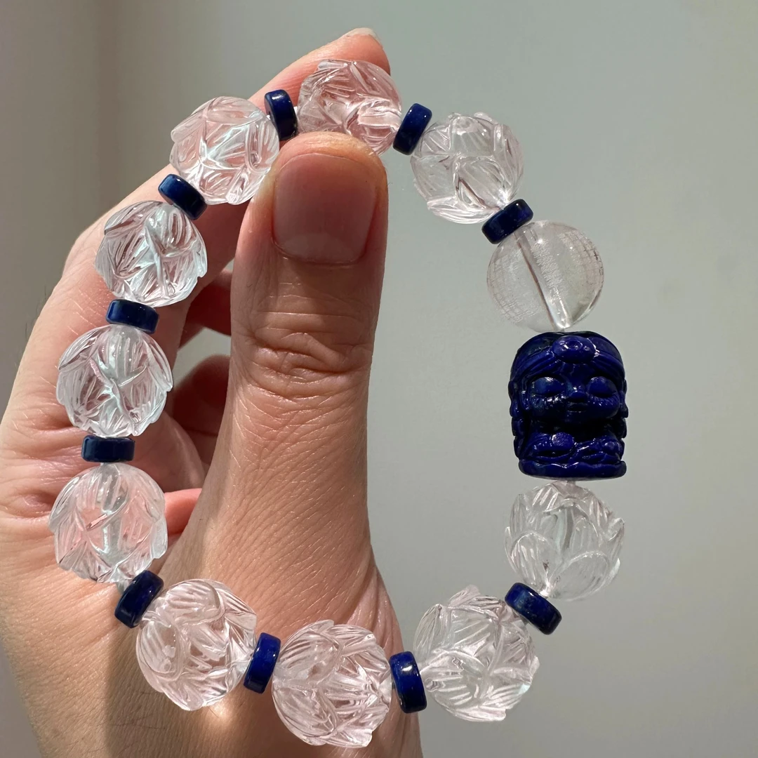 非金属仿水晶手链 大头姐S10982青青蓝色扎基拉姆白水水莲花手链