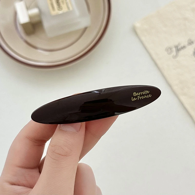 妙妮A#7399韩版金标发饰简约醋酸柳叶夹法式复古一字夹鸭嘴夹发饰