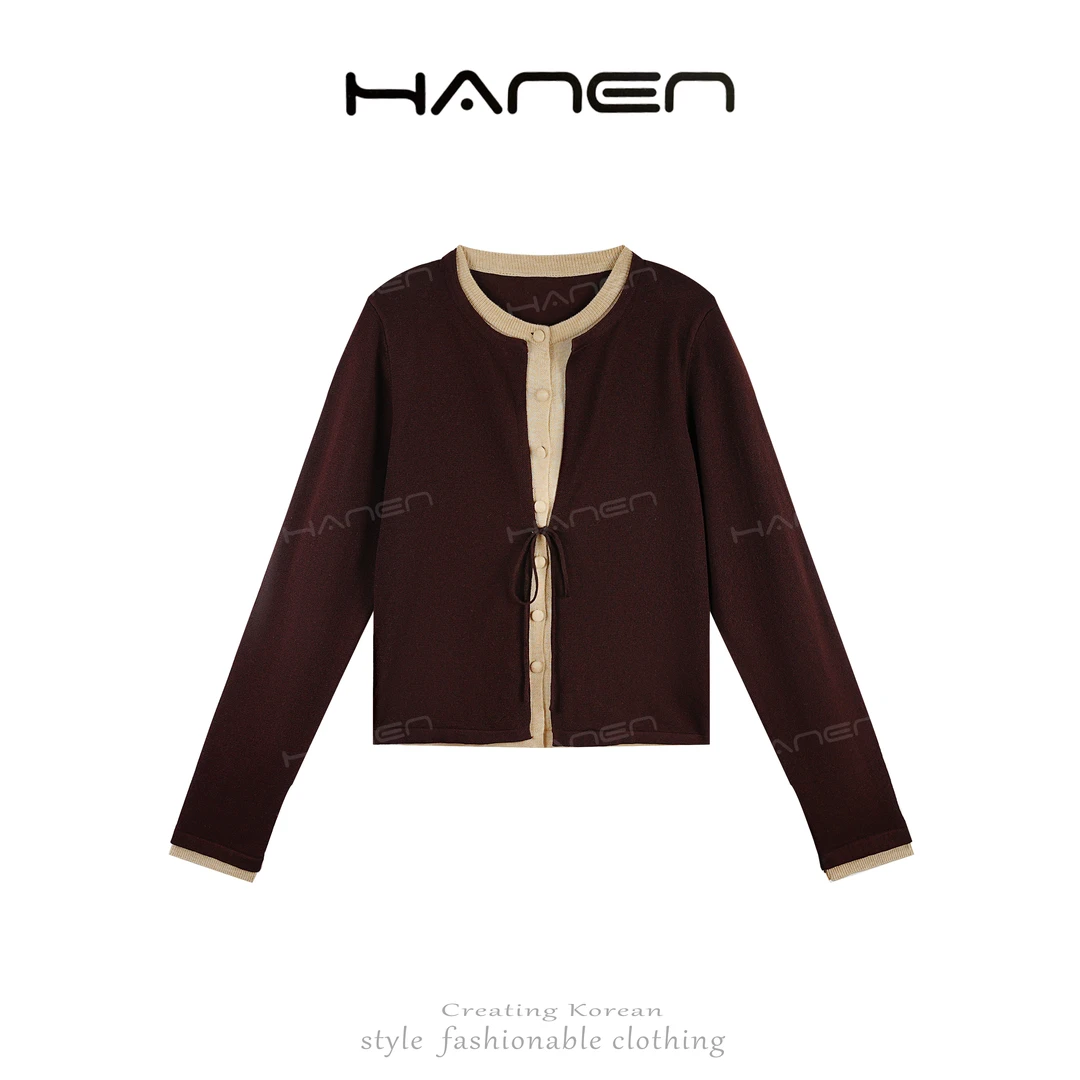 韩恩【QIANA】燕麦拿铁 羊毛文艺风假两件毛衣针织上衣qianw80