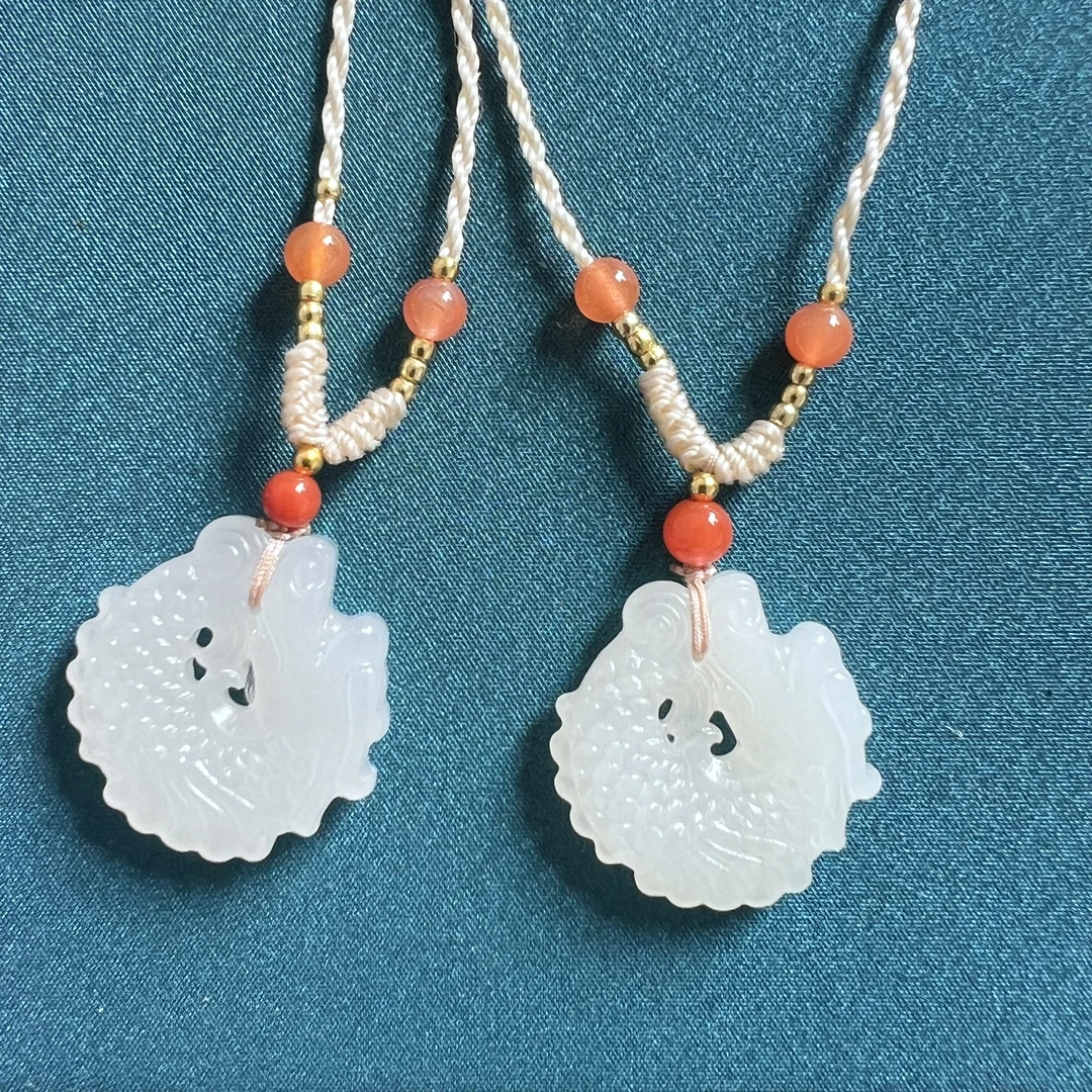 【潜珑珺】rc-0913和田玉鱼化龙吊坠25mm多样性拍一发一