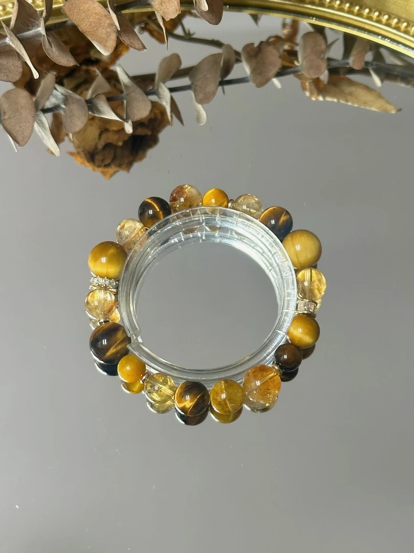（金霸大综合）黄塔晶虎眼石水晶手串  颜色微差多样性发其一Y024