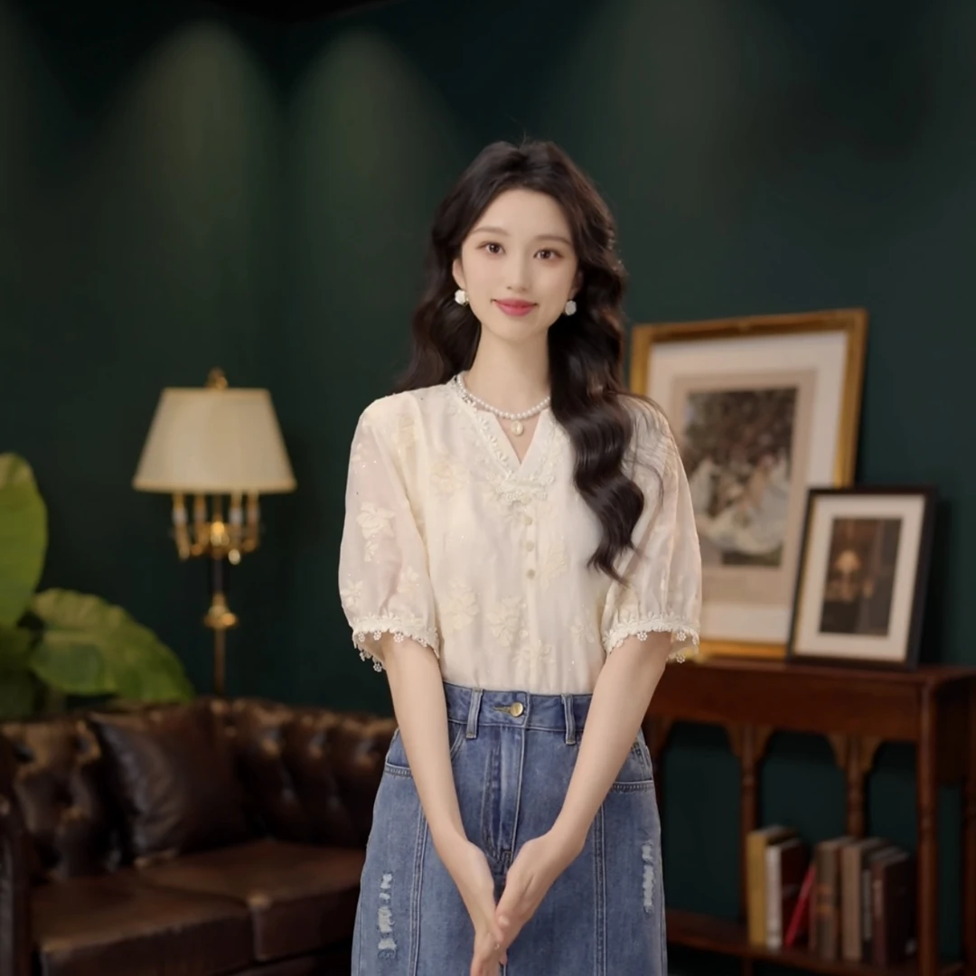 琦琦【春舞花楹】港风复古纯色长袖衬衫宽松百搭上衣YF1102428