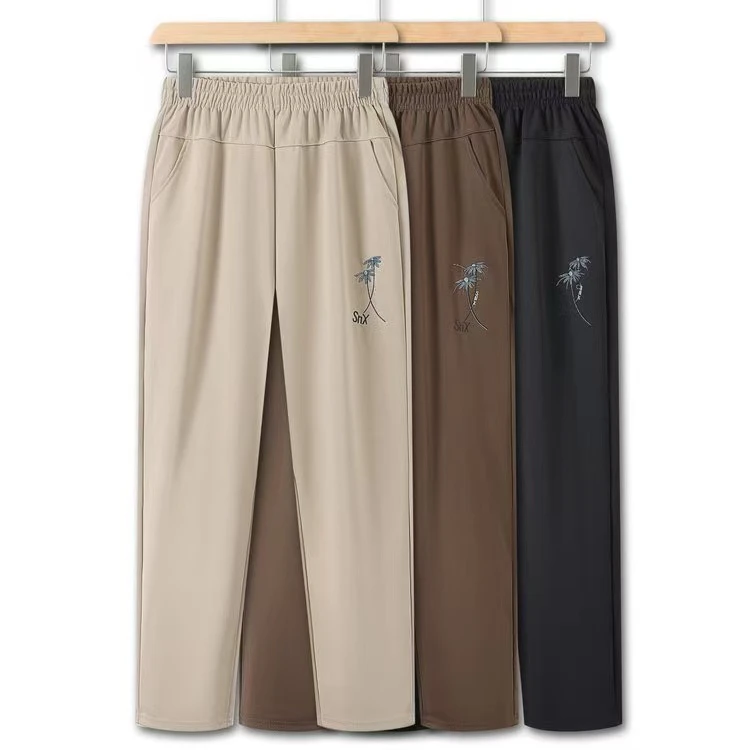 洋气妈妈装春夏秋休闲裤刺绣国风直筒民族风时尚高腰百搭长裤