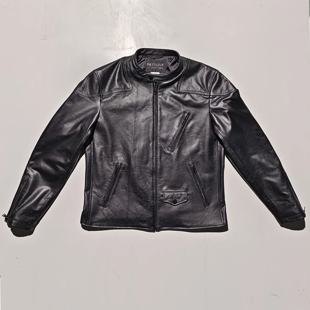 汤姆哈迪同款 男士时尚休闲黑色真皮绵羊皮皮衣高档邮差