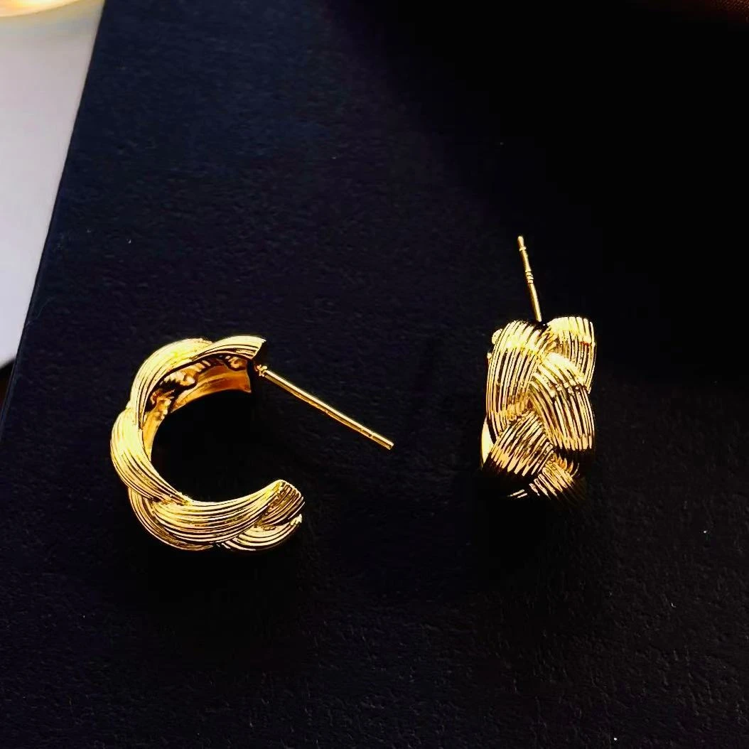 铜合金耳饰 a613【金钴色麻花C圈】时尚百搭过年必备款耳环18713