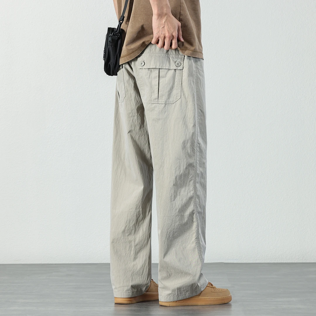 冰丝薄款工装裤男2025夏季宽松直筒休闲裤子户外轻薄速干冲锋裤男