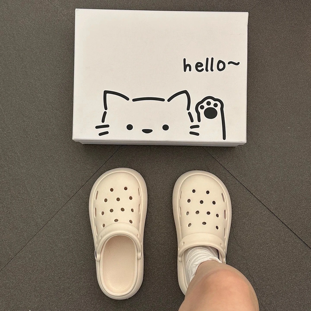 洞洞鞋女夏季外穿2025新款爆款时尚厚底增高防滑不累脚包头凉拖鞋