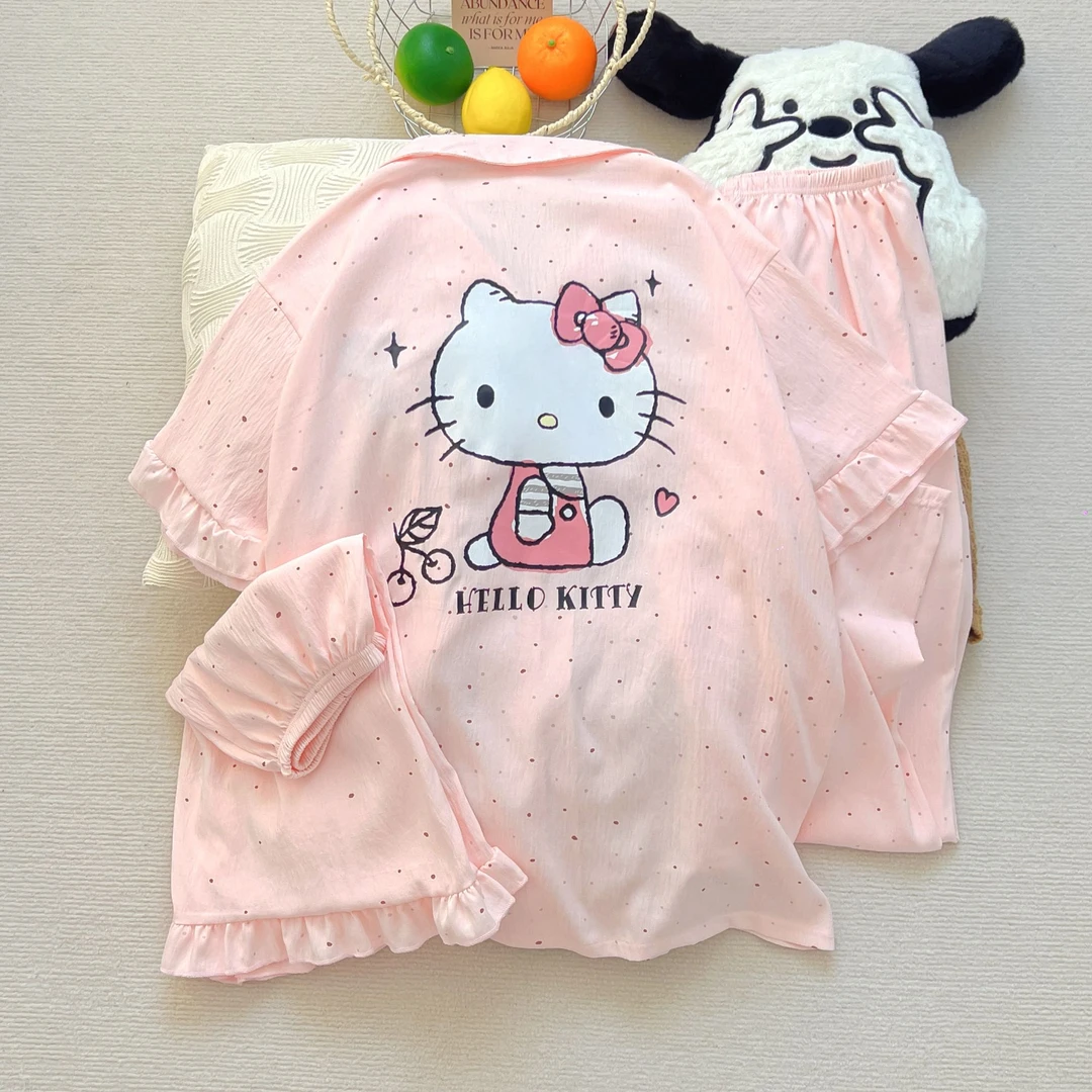 【粉色kt猫】250斤大码睡衣女新款云朵棉长袖长裤外穿家居服套装