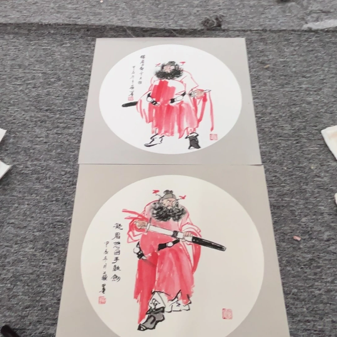 国画38.38卡纸绘画两张