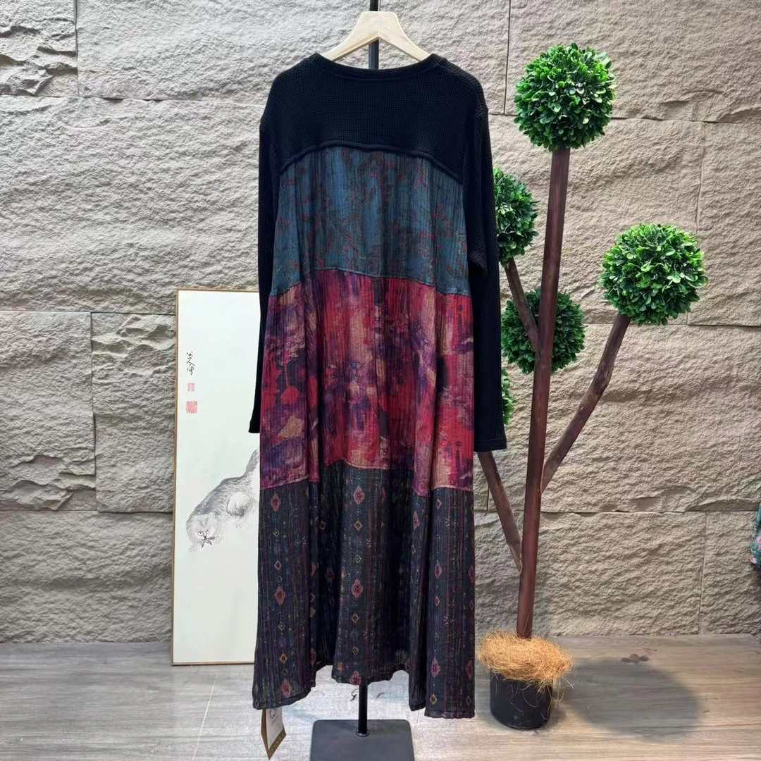 8442新款春秋优雅气质显瘦长袖连衣裙QZ