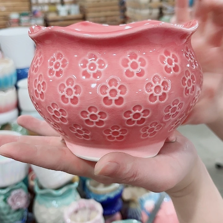 有孔.凑单10元陶瓷花盆发货！