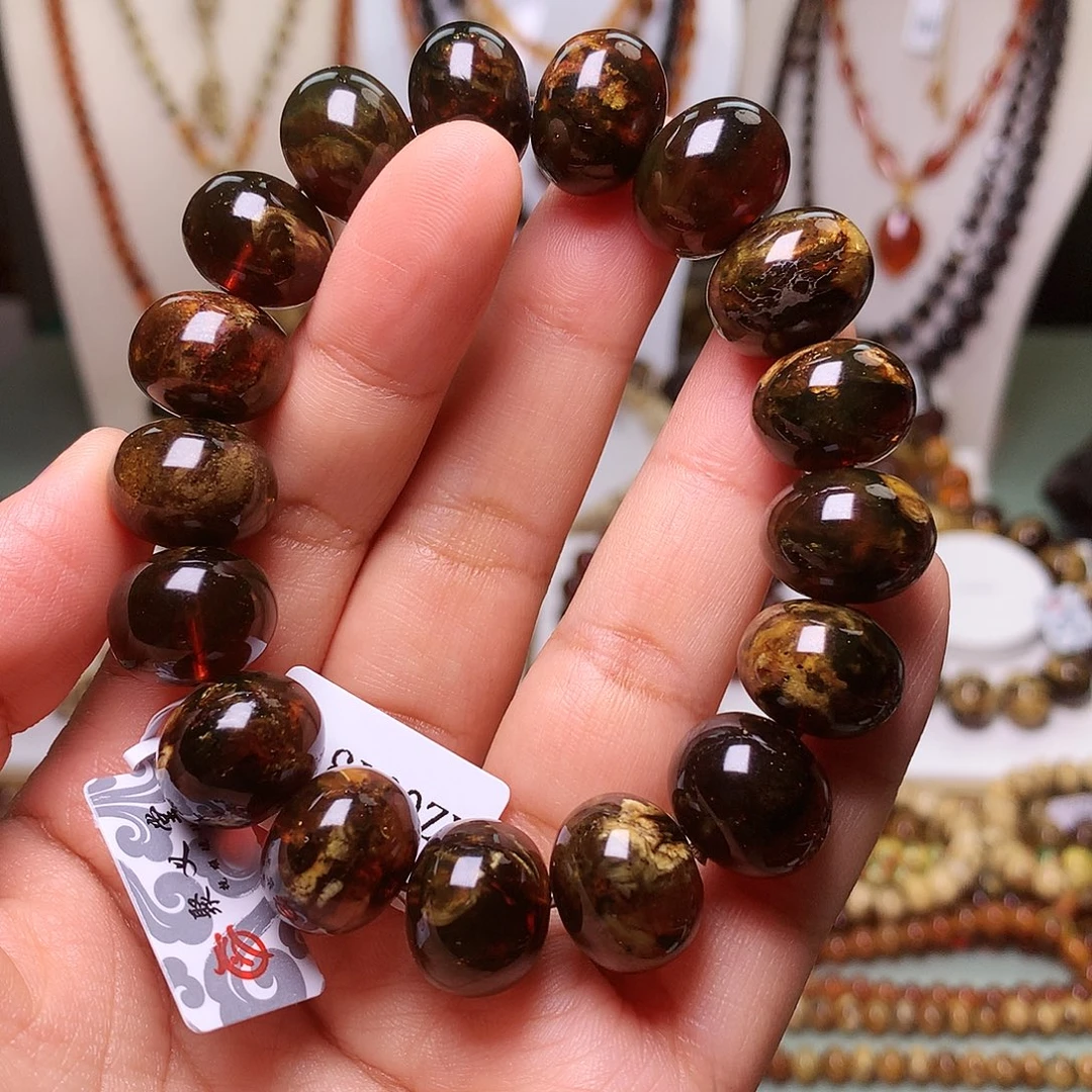 琥珀未镶嵌裸石抚顺琥珀15琥珀流光色