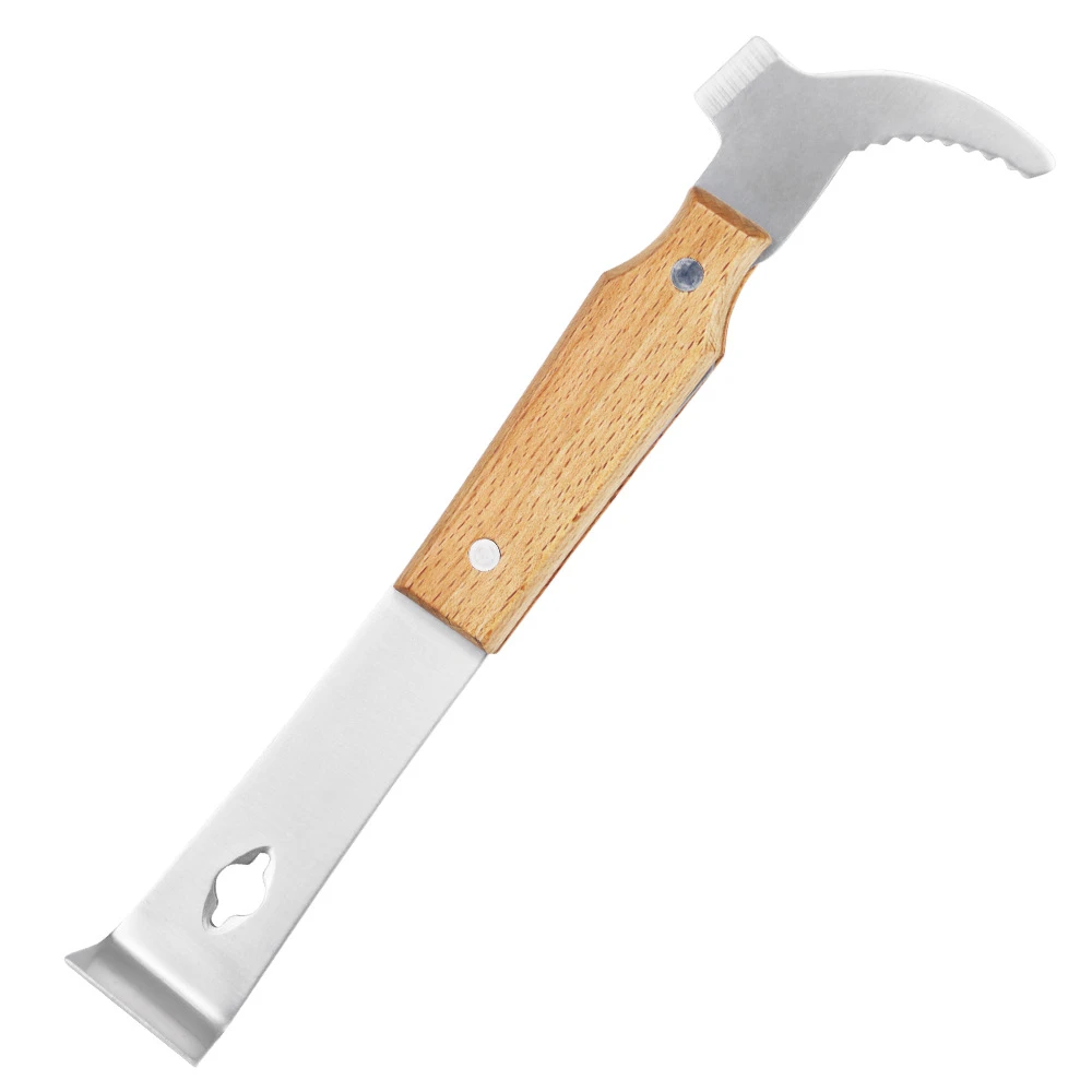 养蜂工具刀具厂家直销 不锈钢木柄J型起刮刀  多功能蜂箱工具