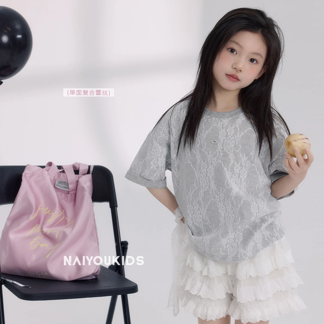 【朦胧3】女童短袖T恤2025夏季新款时尚洋气宝宝上衣Y6455