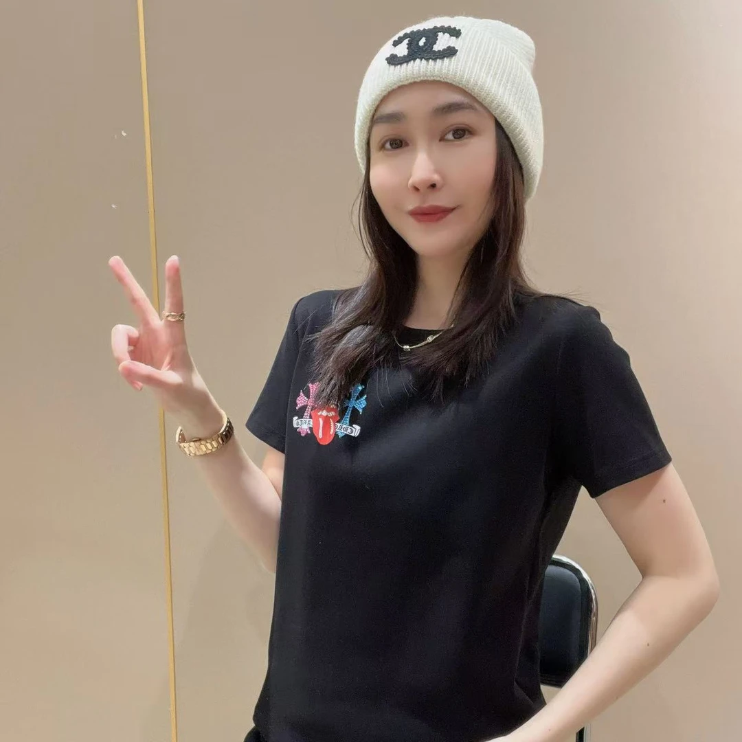 爆款新款创意短袖1701显瘦洋气时尚百搭设计感休闲体恤半袖圆领