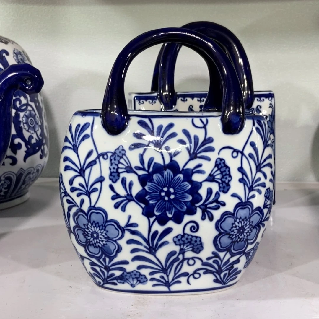 摆件茶叶罐手绘釉下彩