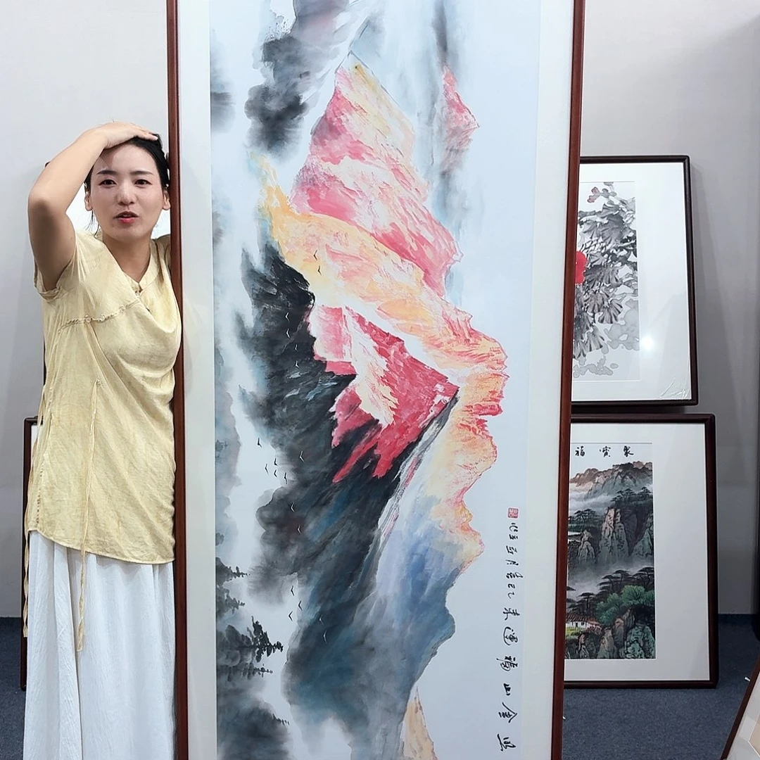 国画手绘作品210×80尺寸