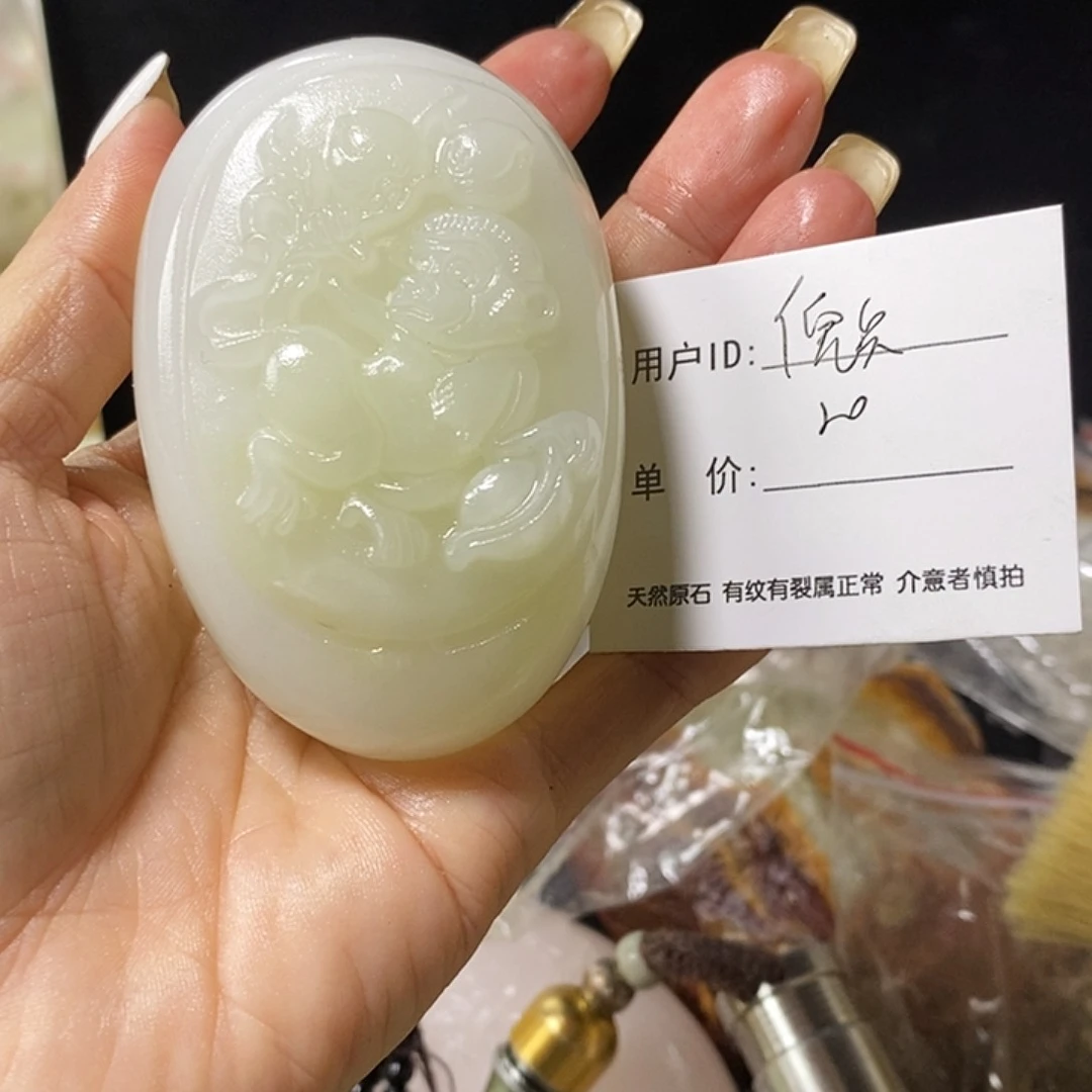 石材倪*古青石手把件