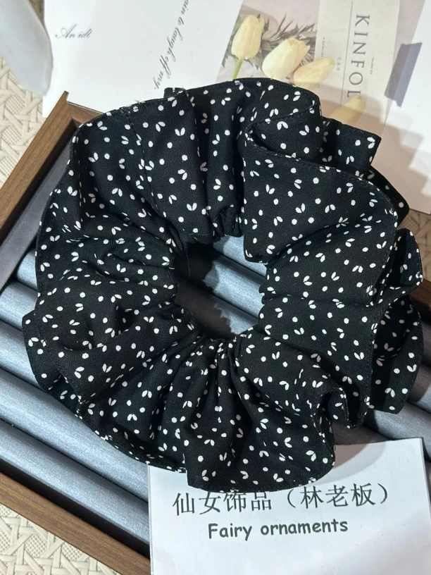 【035】～法式小众高级感黑色波点发圈温柔优雅气质蛮腰大肠圈