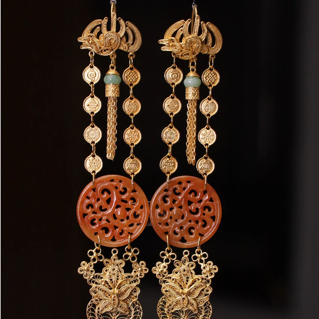 设计款-天然红翡耳饰小姐