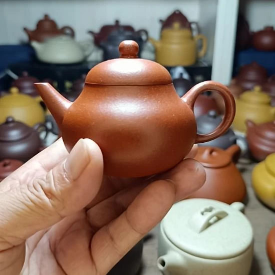 紫砂茶盘原矿红降坡粗砂剑流梨型150cc半手工