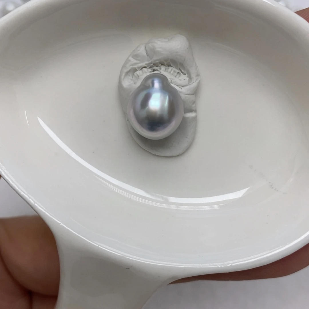 裸珠海水珍珠澳白银蓝炫彩单珠10.2