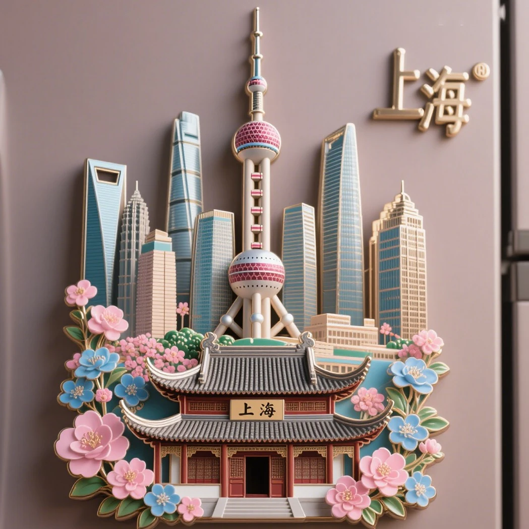 文创上海磁铁金属浮雕冰箱贴磁吸东方明珠外滩网红旅游纪念品礼62